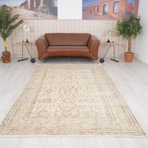 5x9 Turkish Rug, Faded Vintage Rug, Oushak Rug 5x9,Handmade Rug, 5x9 Area Rug, Organic Rug,Neutral Rug,Wool Rug 5x9,Muted Area Rug,904