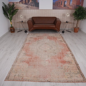 5x9 Rug, Oushak Rug, 5x9 Vintage Rug,Handmade Area Rug,Turkish Rug 5x9,Antique Rug,Wool Rug, Organic Rug,Muted Rug,Neutral Area Rug,732