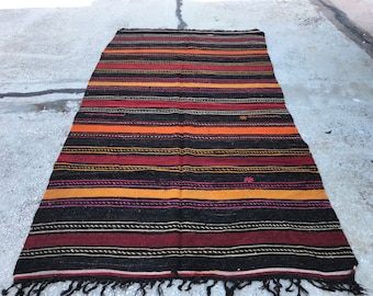 embroideried kilim rug, vintage kilim rug, TURKISH RUG , 5.4x9.8 ft. free shipping bohemian kilim rug,kilim rug , tribal YK104