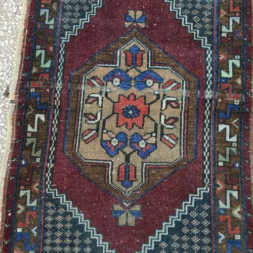 Turkish Small Rug , Oushak Small Vintage Rug , Handmade Door Mat , Rug Ped , Out Door Rug shops , Table Rug , Office Rug , 2'4