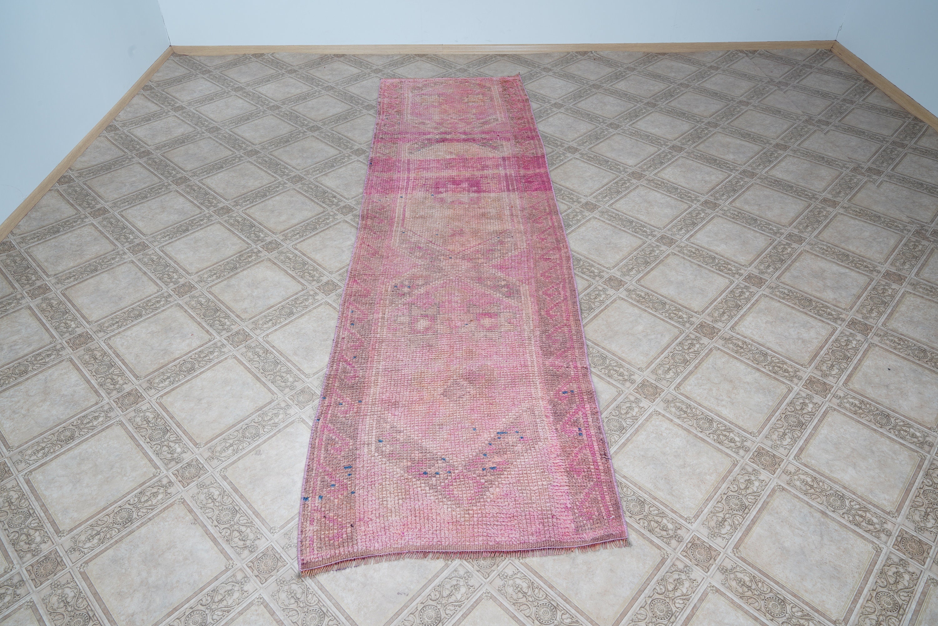 Oushak ランナー、ヴィンテージ ランナー ラグ、トルコ製ラグ