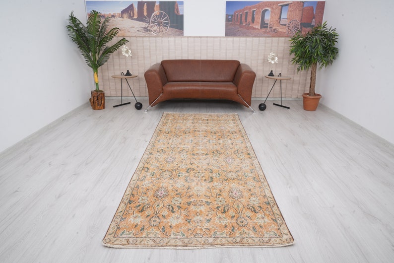 3x8 Runner, Turkish Rug Runner, Vintage Runner 3x8, Oushak Runner Rug