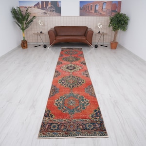 2x13 Runner, Oushak Runner 2x13,Turkish Runner Rug, Vintage Runner, Neutral Runner Rug, Wool Runner, Vintage Rug, 2x13 Rug, Hallway Rug,SF65
