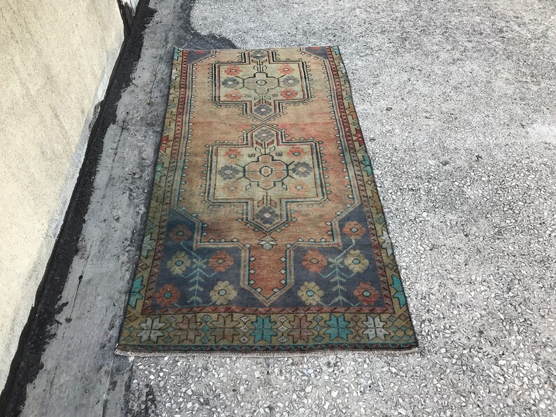 Vintage Handmade Kitchen Oushak Runner Rug Turkish Runner Rug 2.8x5.5 DK537 Vintage Decorative Runner Rug Anatolia Hallway Runner Rug