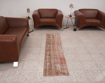 Slim Runner Tapijt, 2x7 Runner, Vintage Rug, 2x7 Turkse Runner, Oushak Runner Rug, Vintage Runner 2x7, Handgemaakte Rug, Hal Keuken Rug, XF164
