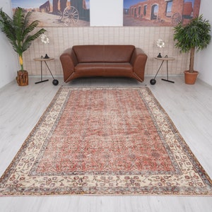 5x9 Rug, Oushak Rug, 5x9 Vintage Rug, Handmade Area Rug, Turkish Rug 5x9,Antique Rug,Wool Rug, Organic Rug,Muted Rug,Neutral Area Rug,WF500