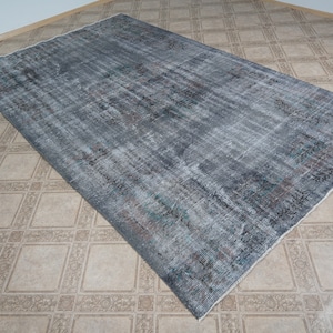 Large Turkish Area Rug, 6x10 Rug, Oversize Vintage Rug, Oushak Rug 6x10, Natural Gray Rug, Area Wool Rug, Nomadic Turkish Decor Carpet, 705