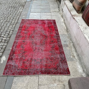 4x7 Rug, Oushak Rug, 4x7 Vintage Rug, Handmade Area Rug, Turkish Rug 4x7,Antique Rug,Wool Rug, Organic Rug,Muted Rug,Neutral Area Rug,EKF241