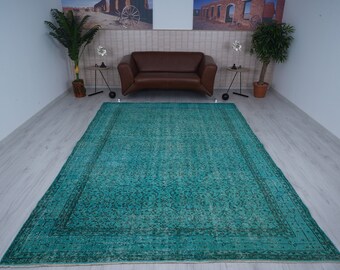 7x10 Rug, Oversize Vintage Rug, Neutral Rug, 7x10 Vintage Rug,Oversize Rug,Muted Rug,Faded Rug,Turkish Oversize Rug,Anatolian Oushak Rug,785