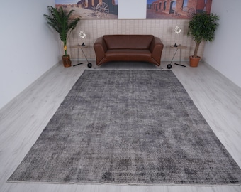 Alfombra 7x10, alfombra de gran tamaño, alfombra Oushak, alfombra turca 7x10, alfombra vintage, alfombra turca grande, alfombra antigua, alfombra vintage neutral, alfombra Oushak silenciada, KF782