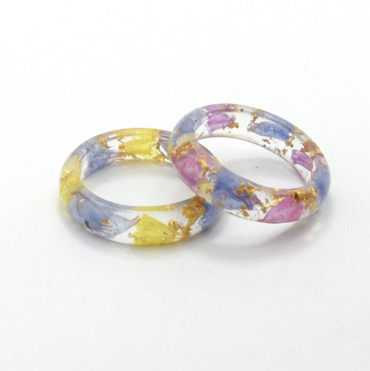 ASOS DESIGN Ring With Colorful Flowers In Clear Plastic Resin atelier