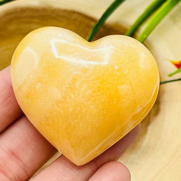 Orange Calcite Heart | Yellow Calcite Crystal | Hand Polished | Chakra | Healing Gemstone | Cleansing & Balancing | Metaphysical Crystal