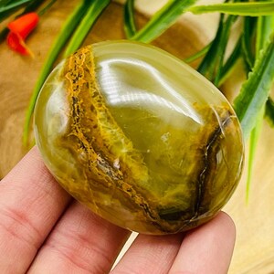Green Onyx Palm Stone, Crystal Pocket Rock Gemstone for Massage & Healing