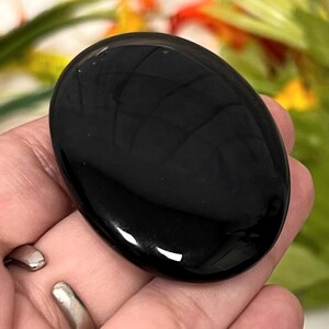 Piedra lisa de obsidiana negra, piedra de masaje de bolsillo curativa, protección, herramienta de Reiki