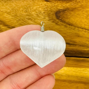 Selenite Crystal Necklace, 1&quot; Pendant Handmade Selenite Jewelry