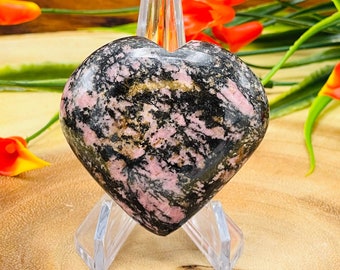 Rhodonite Heart | Rhodonite Crystal Heart | Stone Of Compassion | Cleansing & Balance | Metaphysical | Massage Stone | Handmade