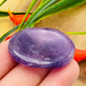 Amethyst Worry Stone | Amethyst Crystal Stone | Amethyst Pocket Stone | Metaphysical Healing Tool | Crown Chakra | Reiki Crystal