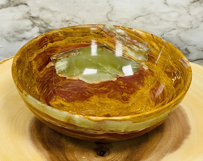 Banded Green Onyx Bowl Crystal Bowl Decorative & Serving Bowl Detergent