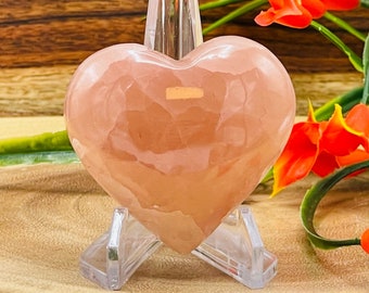Strawberry Pink Calcite Heart | Metaphysical Heart Decor | Calcite Heart | Hand Carved | Polished Gemstone | Healing Crystal | 1.5" and 2"