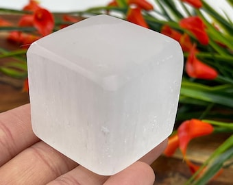 Selenite Crystal Cube, Crystal Block for Cleansing and Grounding, 1.5 inch