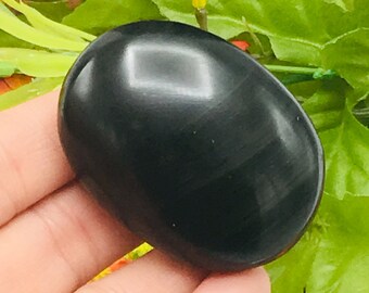 Black Obsidian Palm Massage Stone, Crystal Pocket Stone for Healing & Stress Relieve