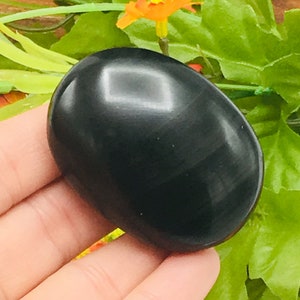 Black Obsidian Palm Massage Stone, Crystal Pocket Stone for Healing & Stress Relieve
