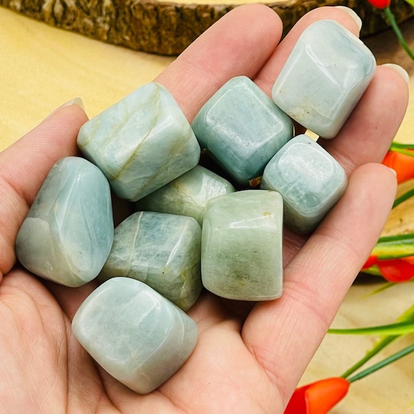 Aquamarine Crystal Tumbled Stone, Tumbled Aquamarine Polished Crystal Chakra Gemstones, Healing Crystals & Stones, Whole Sale Bulk Lot