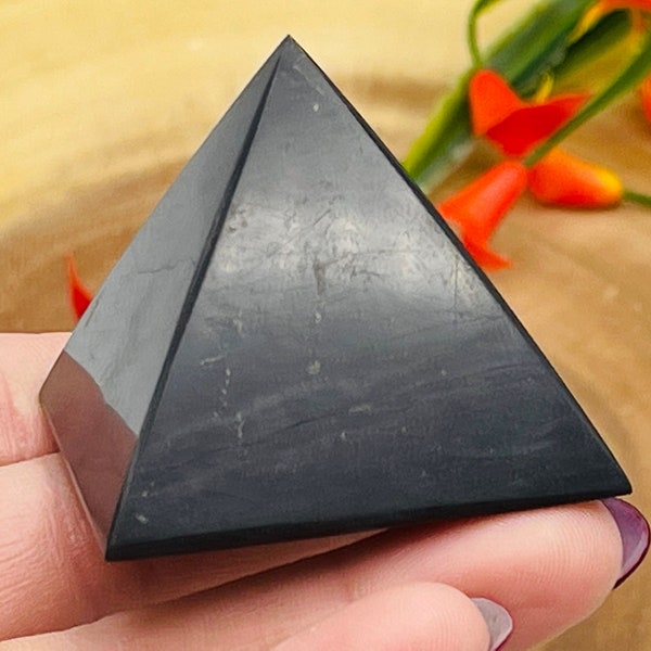 Shungite Pyramid | Shungite Crystal Pyramid | Black Point | Handmade Healing Crystal |  Highly Energetic Metaphysical | EMF Protection