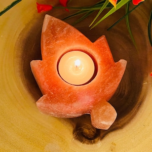 Himalayan Pink Salt Tealight Candle Holder, Votive Candle Holder with Soothing & Calming Effects, 5 x 4 inch