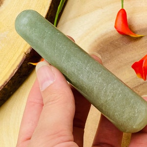 Green Aventurine Massage Wand, Polished Crystal Wand, Soothing & Calming Spa Massage Wand 4&quot;