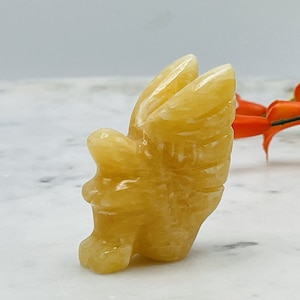 Orange Calcite Fairy Angel, Crystal Figurine, Standing Statuette, 2 Inch