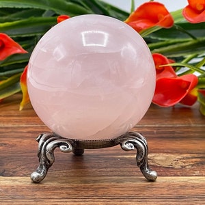 Pink Rose Quartz Crystal Sphere, Healing Crystal Ball 2 inch (50 mm)
