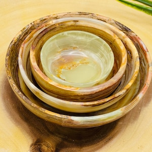 Green Onyx Bowl, Crystal Bowl, Decorative & Serving Bowl, Detergent Safe and Easy to Clean, Holiday Gift
