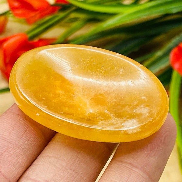 Citrine Calcite Worry Stone | Honey Calcite Worry Stone | Thumb Stone | Massage Stone | Healing Crystals | Metaphysical | Stress Reliever