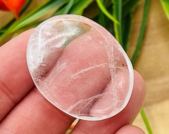 Clear Quartz Smooth Massage Stone, Healing Crystal Palm Stone, Polished Gemstone