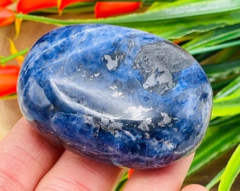 Sodalite Palm Stone | Blue Sodalite Pocket Stone | Handmade | Polished Gemstone | Healing Crystals & Stone | Third Eye Chakra | Chakra Stone