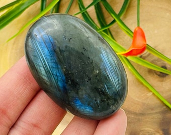 Pierre de palmier labradorite, pierre précieuse de poche en cristal bleu brillant pour soulager le stress et guérir