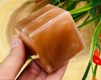 Caramel Honey Calcite Cube | Honey Calcite Paper Weight | Crystal Cube Decor | Crystal Healing | Metaphysical Crystal |  2 x 2 inch