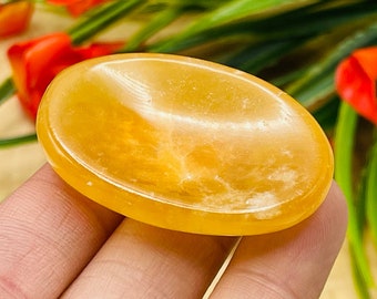 Citrine Calcite Worry Stone | Honey Calcite Worry Stone | Thumb Stone | Massage Stone | Healing Crystals | Metaphysical | Stress Reliever