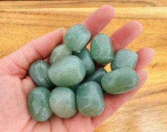 Green Aventurine Tumbled Stones, Large Polished Green Aventurine Crystal, Stone of Intelligence, Buy in Bulk