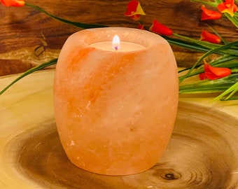 Himalayan Pink Salt Tealight Candle Holder, Soothing and Calming Effects, 3" Height