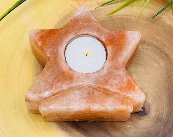 Himalayan Pink Salt Tealight Candle Holder, Crystal Votive Candle Holder, 4" Width