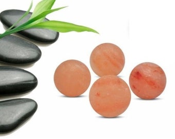 Set of 4 Himalayan Pink Salt Sphere Natural Deodorant Massage Stones, Safe for Skin, 2x2 inch Bath Salt Sphere