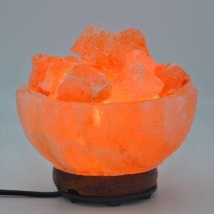 Himalayan Salt Bowl Lamp, Pink Salt Chunk Lamp, Dimmable Night Light