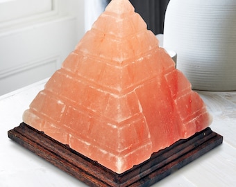 Himalayan Pink Salt Step Pyramid Lamp, Dimmer Switch Electric Cord & Bulb, Home Decor