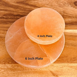Selenite Crystal Charging Plate, Cleansing Round Crystal Holder Disk, 4" and 6" in Diameter
