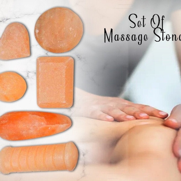 6 Pieces Complete Set of Himalayan Pink Salt Massage Bath Salts Healing Massage Stones, Soothing & Healing Massage Therapy Kit