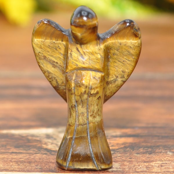 Tiger Eye Crystal Angel | Crystal Figurine | Standing Statuette | Handmade | Angelic Reiki | Metaphysical l Realistic Detailed