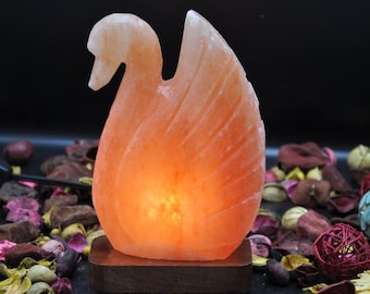 Himalayan Pink Salt Swan Shape Lamp, Electric Cord & Bulb, Night Light