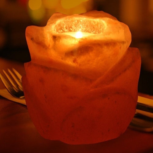 Himalayan Salt Rose Flower Shape Tealight Candle Holder Etsy